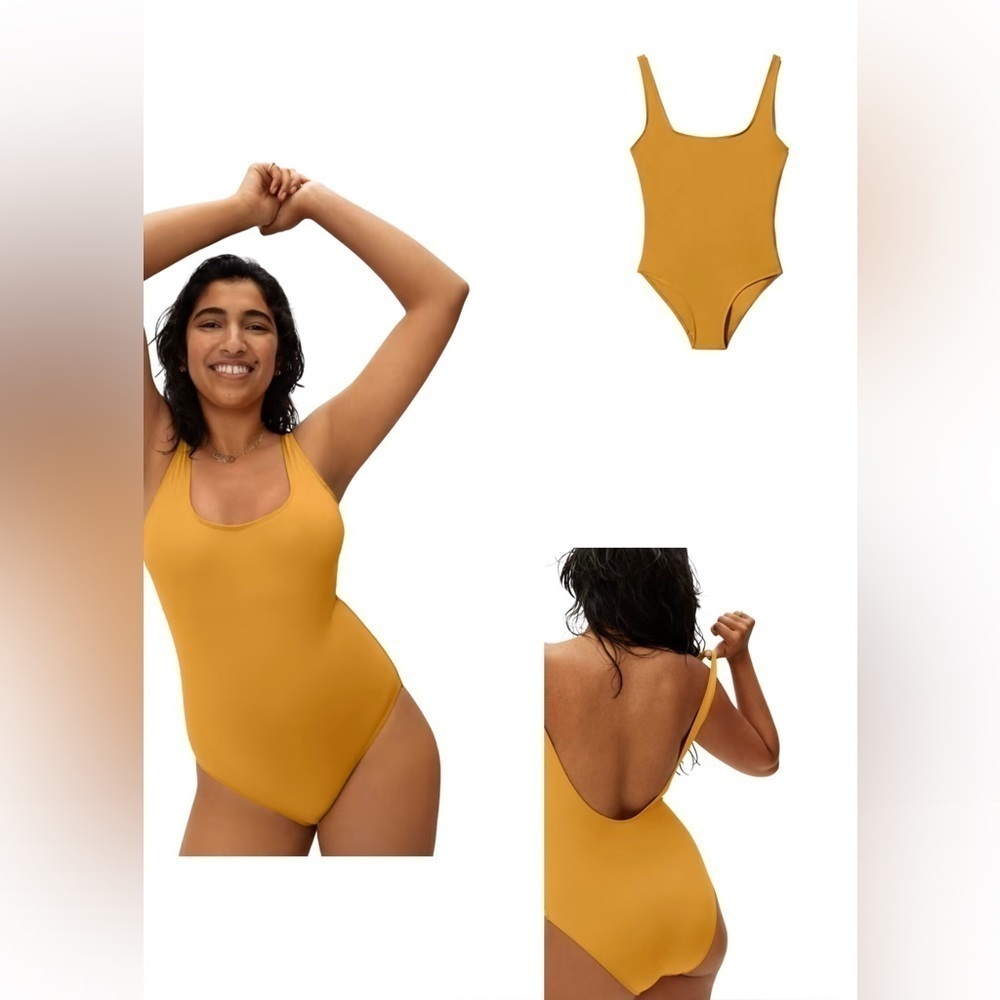 Everlane The Square-Neck One-Piece in Marigold NWT SOLD OUT Size XL